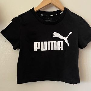 Puma Black Logo Crop Tee women’s sporting shirt short sleeve brand small